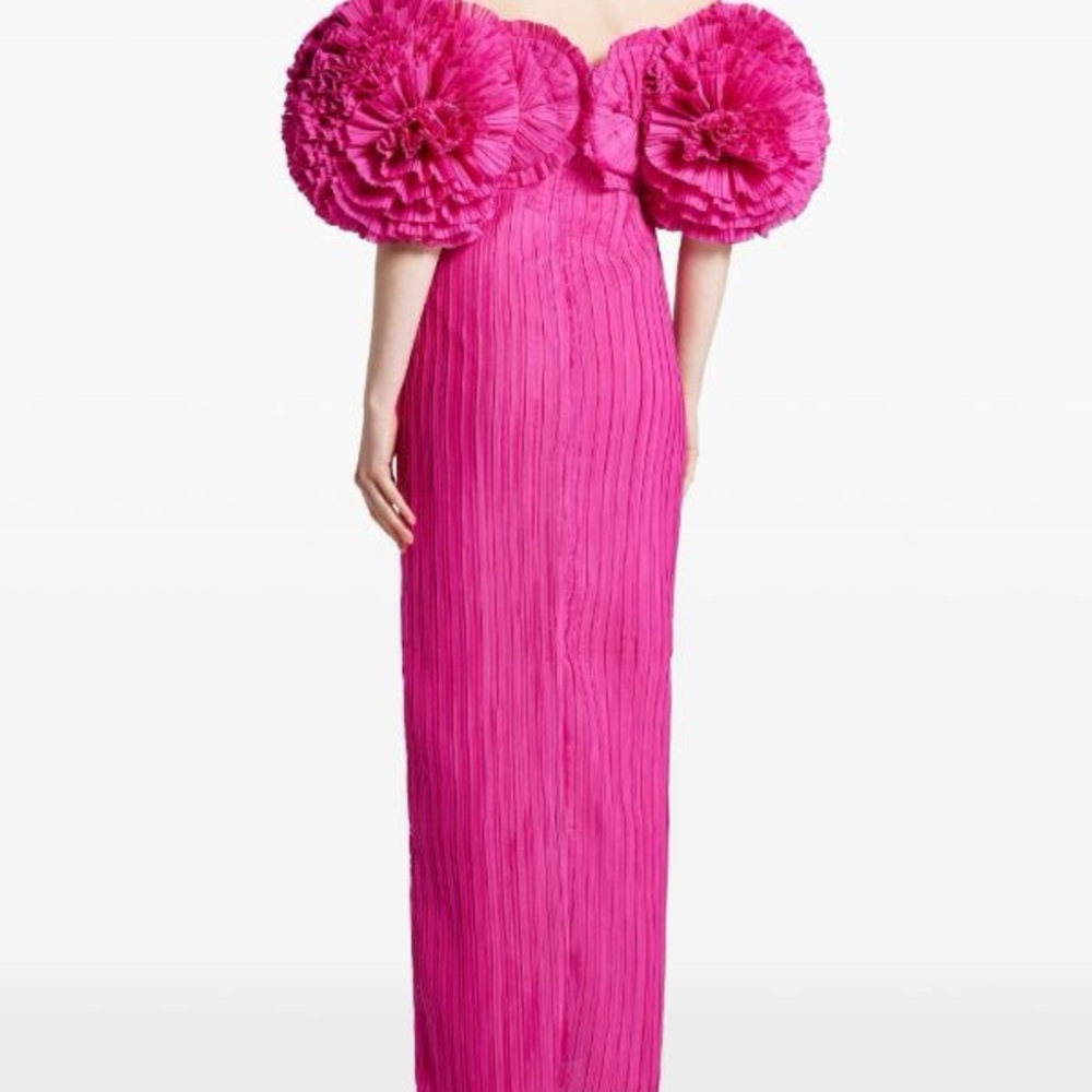 Aje Pink Crystallise Pleated Off-Shoulder Gown — US 0 / AUS 4